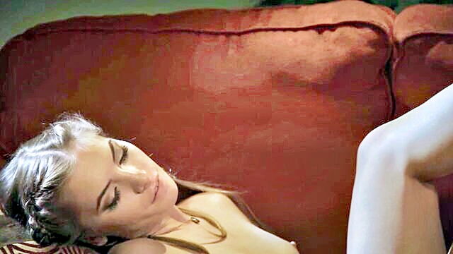 Summer Brooks - summer brooks gets fucked on a red couch in high definition