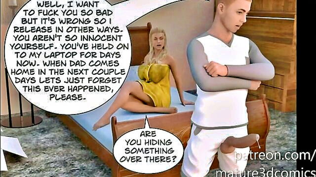 Sabrina - sexy mother with large breasts and big buttocks engages in sexual activity with her stepson resulting in a creampie 3d comic dandre_schoen