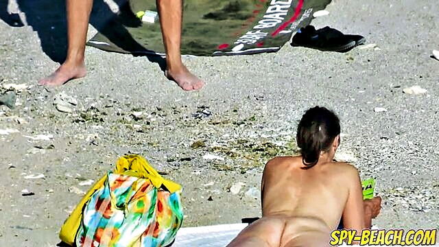 beach voyeur, hidden cam, nude beach - spy cam captures nude milfs at public beach for voyeuristic pleasure