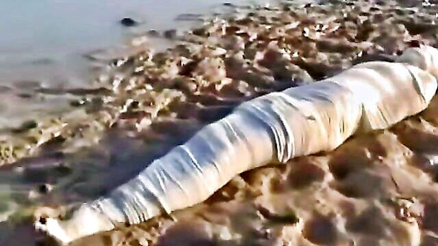 fetish, bdsm, lesbian - exclusive full length bdsm video of a wrapped and buried protagonist in mud