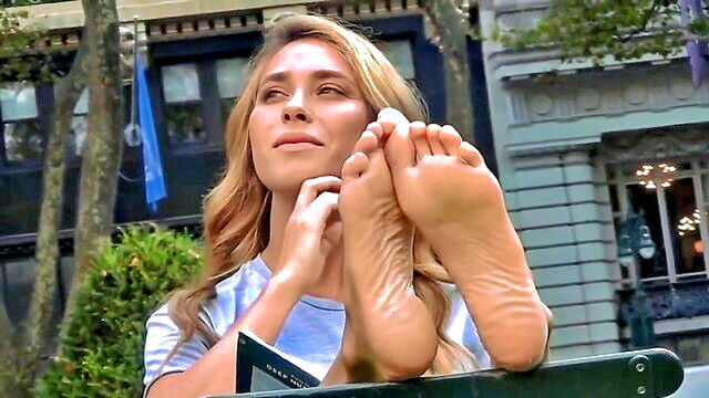 foot fetish, fetish, blonde - a stunning blonde is spotted sunbathing her toes and feet in outdoor bdsm video   bdsmxtube