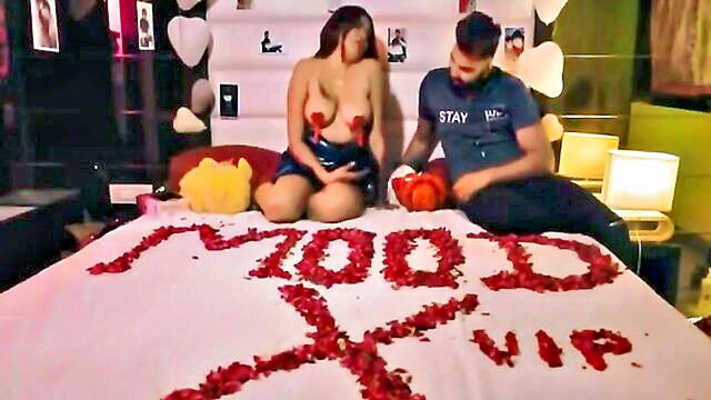 big tits, milf, big ass - brunette milf enjoys valentines day surprise in new xxx video