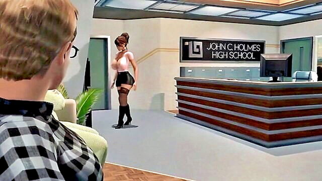 big cock, big tits, cartoon - hd hentai with grateful secretary and anal play