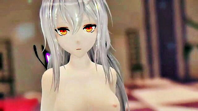 fetish, big tits, cartoon - purple winged skadi knights and hentai masturbating in free mmd remake