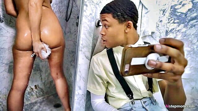 Helena Price - helena prices lustful desires lead to a steamy encounter with her black stepson in the shower as her husband is away BangBros