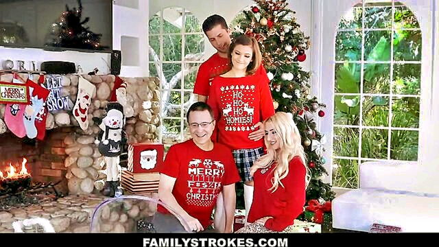 Riley Mae - stepbrother and stepsister have steamy christmas encounter pov video with rough sex and oral skills