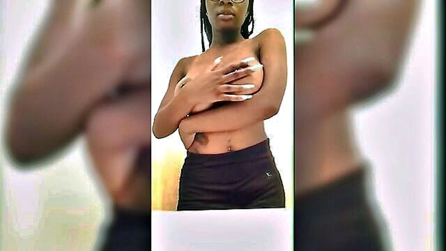 babe, big boobs, big tits - lovely ebony teen with punctured boobs and a flawless figure