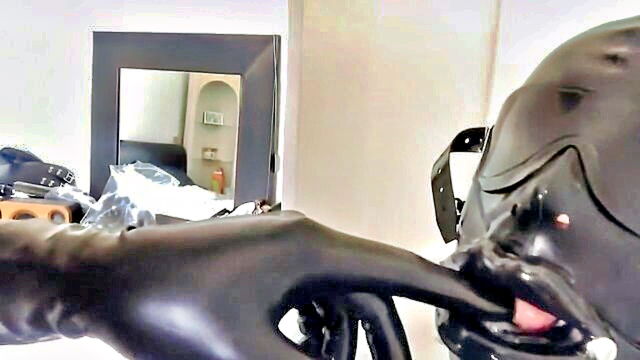 bdsm, fetish, big cock - indulge in the thrill of bdsm with young full length latex hood gag blowjob scene