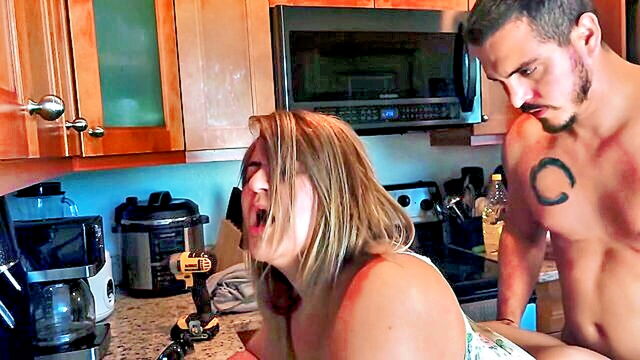 milf, big ass, big tits - middle aged housewife experiences intense orgasm during plumbers repair visit