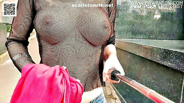 big tits, amateur, fetish - public teasing with falso boobs in a cemetery
