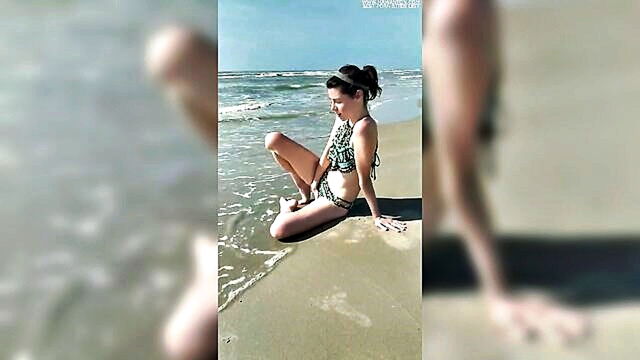 masturbation, public, squirting - bellas solo beach show squirt and orgasm captured in hd