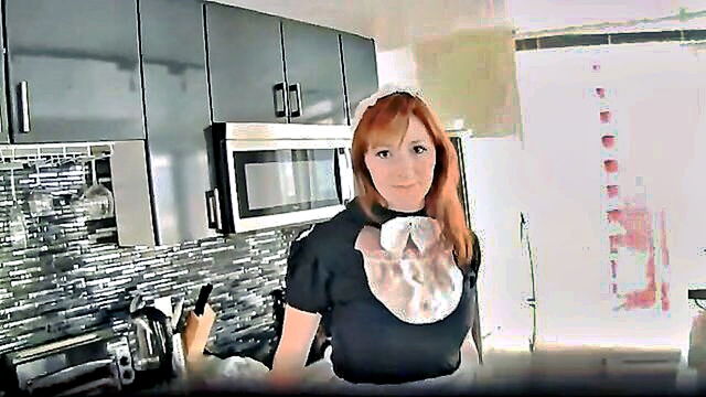 redhead, maid, toys - a fiery haired maid indulges in some kinky fun with toy play and heels