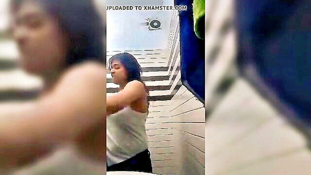 desi teen in school uniform strips for no bra day : Girl Girl