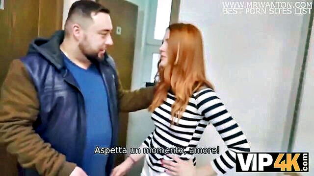 a caucasian couples public bathroom encounter with a stunning european redhead in a pov video : VIP 4K