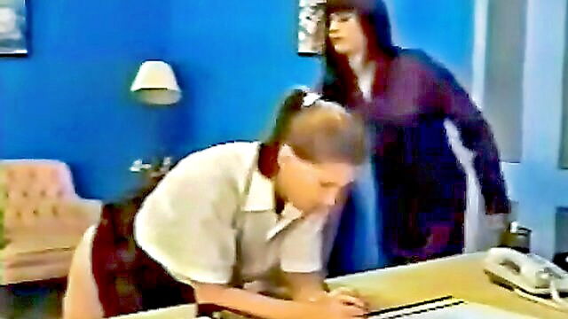 school, spanking, schoolgirl - disciplining schoolgirl with a caning and spanking