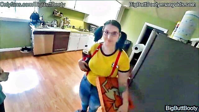 big nipples, big butt, bbw - two guys pleasure pizza delivery girl for cash in steamy threesome