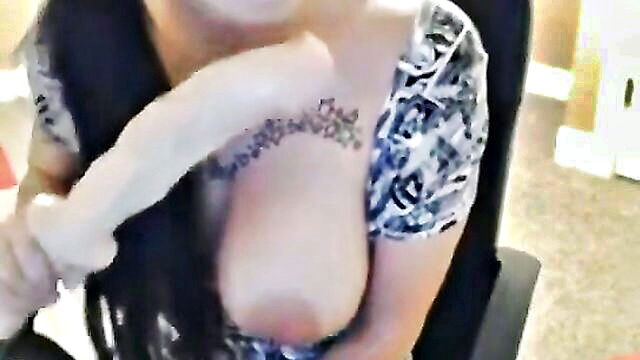 Moxxy Minx - amateur girl with big boobs pleasuring herself with dildo in chair