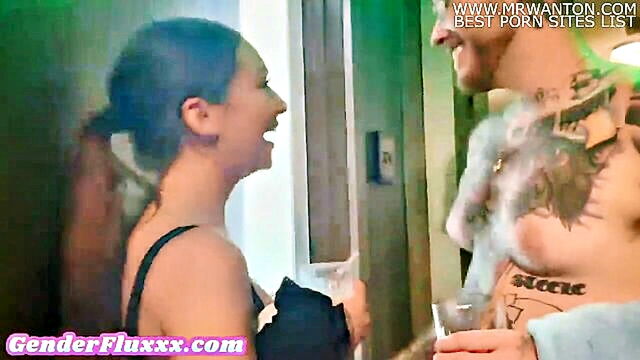 romantic, toys, couple - brunette babe gives her boyfriend a handjob and plays with a straight guys ass