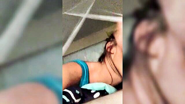 blowjob, amateur, brunette - teen girl gives her boyfriend a sloppy blowjob in homemade video