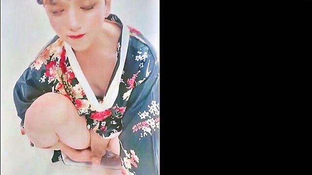 shemale beauty milks her massive member with small toy in her rear entrance : PI Ladyboy