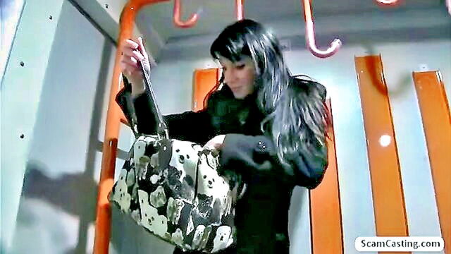 penelope gets rough public sex on a train fake inspector threatens to call police : penelop