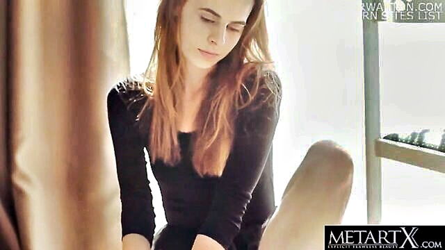 pretty dancer disrobes and pleasures herself during her pre performance routine : MetartX