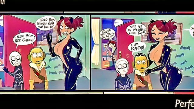 milf, mom, big butt - a sister with a big butt fucks her brother in a cartoon