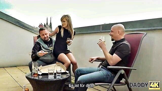 old and young european couples intimate moment with a pole dancing teen : Daddy 4K