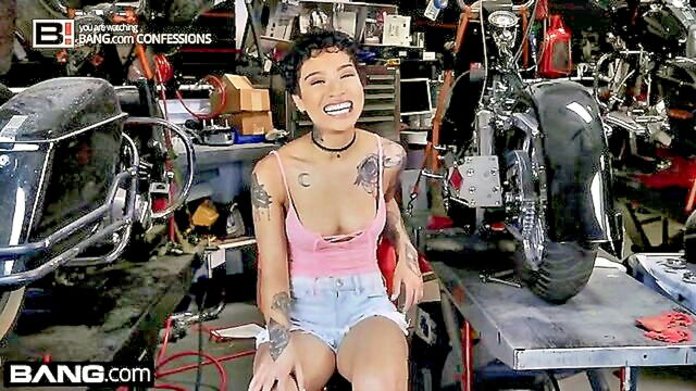 group sex and confessions tattooed babe experiences intense orgasm on motorcycle : Bang