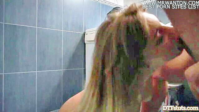 James Deen, Haley Hill - james deens wild restroom encounter with haley hill a young amateur with small tits and sexy blonde hair James Deen