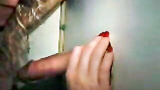 mature wife shares and swallows during glory hole adventure : Gloryhole