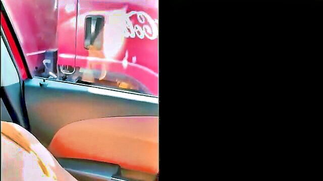 public nudity, big boobs, flashing - exposed car window escapade with a voluptuous wife