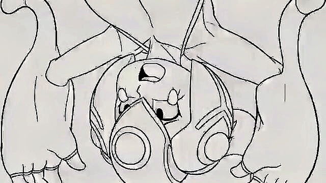 anal, blowjob, creampie - ranamon gets her anus and pussy filled with cum in animated hentai
