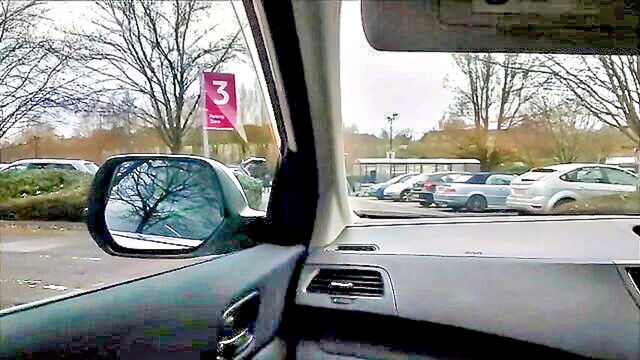 british, brunette, blowjob - british amateur gives pov blowjob and swallows two loads in public car park