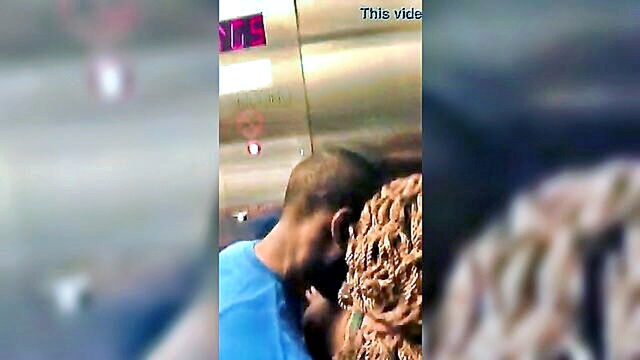 public, ebony, couple - amateur ebony couple gets rowdy in the public elevator
