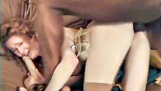 blonde, double penentration, anal - a stunning red headed european milf engages in interracial anal penetration with a well endowed black partner