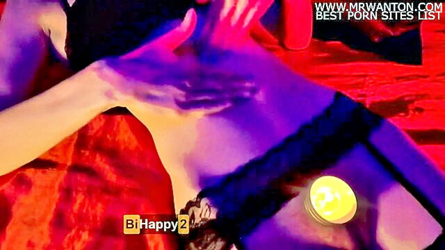 sexy redhead in stockings teases herself with hot candle wax : Kink