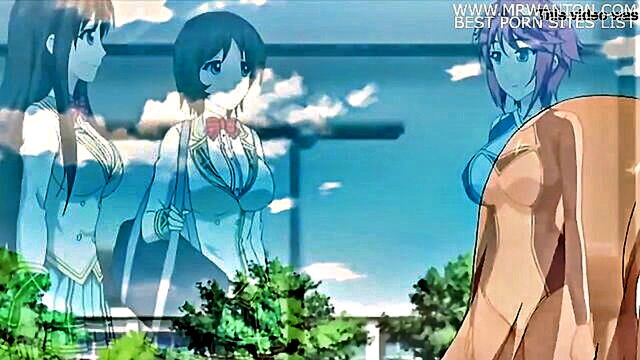 hentai, milf, voyeur - anime blowjob with lingerie model in missionary pov