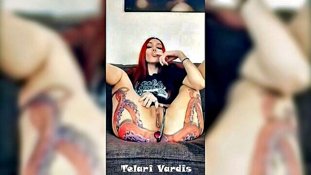 gaping, ass, anal - a stunning redhead rides a dildo skillfully as part of her masturbation session