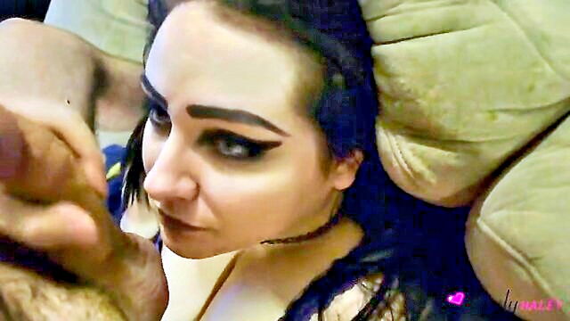 blowjob, facial, amateur - i brought him to climax on my face amateur couple with big tits and deepthroat action