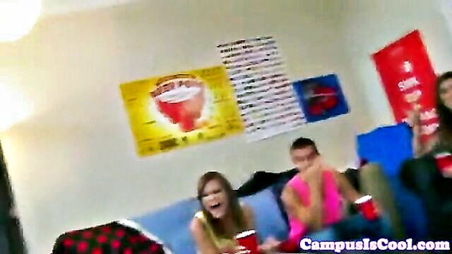 orgy, coed, college - amateur college orgy in dorm room with closeup and facial shots