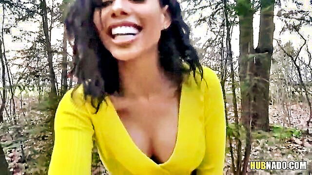 Canela Skin - latino beauty gives a blowjob and shows off her curves in pov