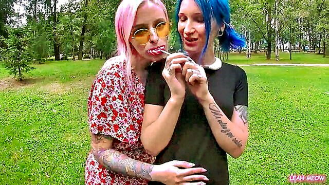 Leah Meow - two teenage stepsisters indulge in a wild threesome on a ferris wheel showcasing their sexy outfits and skills