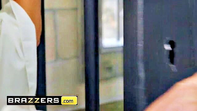 Molly Stewart - two busty babes indulge in lesbian sex and female orgasm in a prison setting Brazzers
