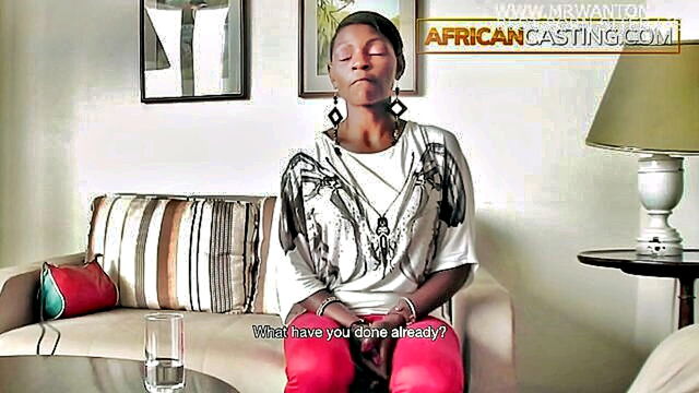 interracial casting tape featuring big natural boobs and cumshot : African Casting