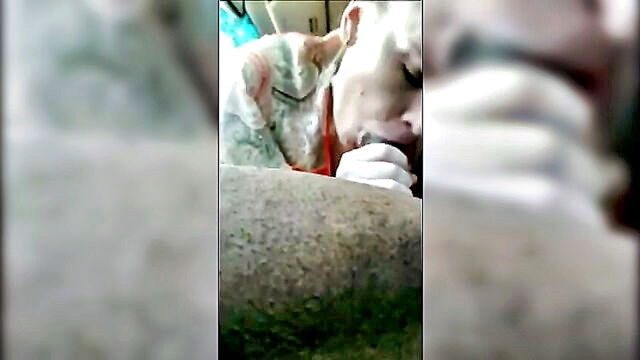 blonde, blowjob, milf - hooker gives a deepthroat blowjob and swallows cum for money