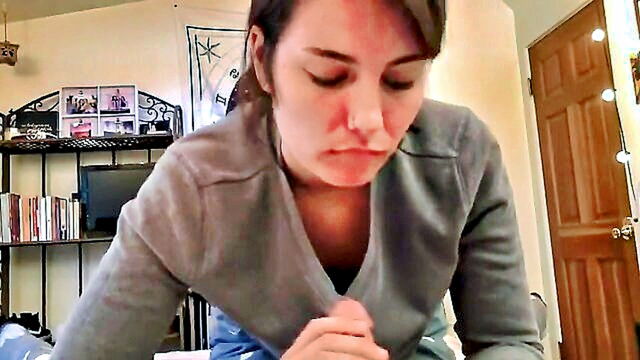 blowjob, amateur, teen - pov video of 18 year old college girl giving a romantic blowjob and swallowing cum