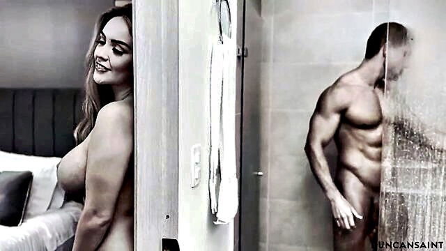 blonde, shower, latina - watch she caught him in the shower porn video