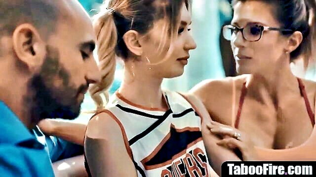 sex, teen, hardcore - amateur cheerleader coerced by experienced coach and her partner