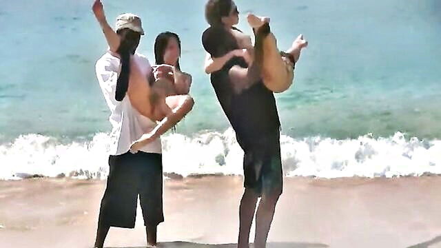 outdoor, beach, flashing - first time teenage girl flaunts her nudity on the beach